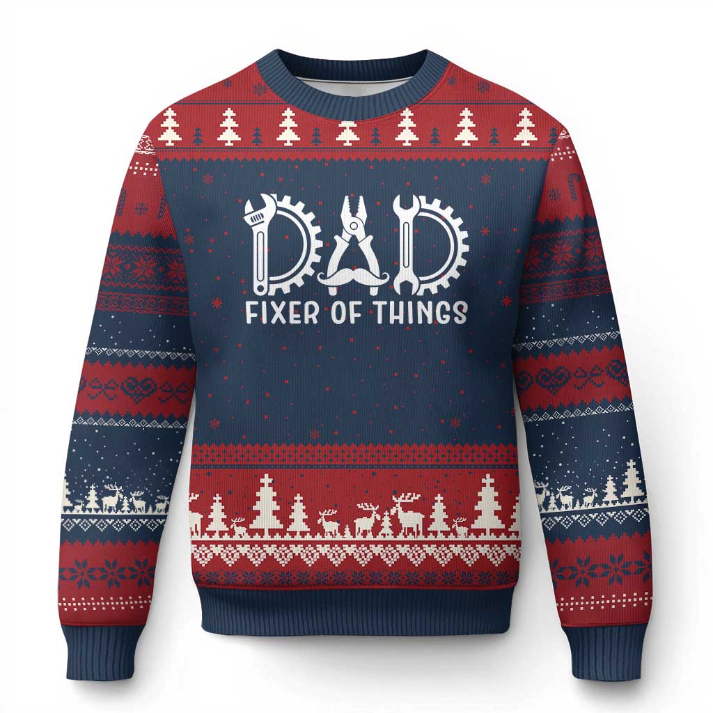 Dad Fixer Of Everything Garage Life Ugly Christmas Sweater Auto Mechanic Fathers Day Gift