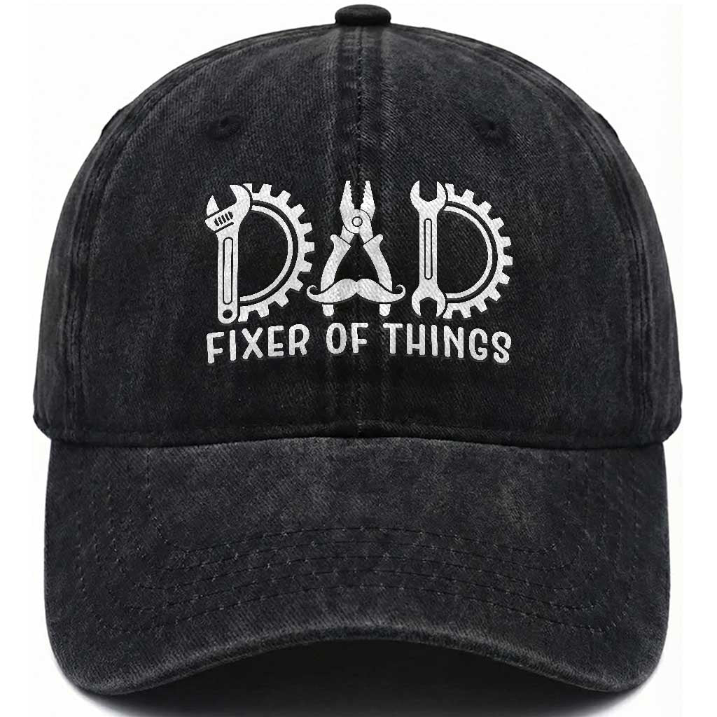 Dad Fixer Of Everything Garage Life Washed Cotton Baseball Cap Auto Mechanic Fathers Day Gift