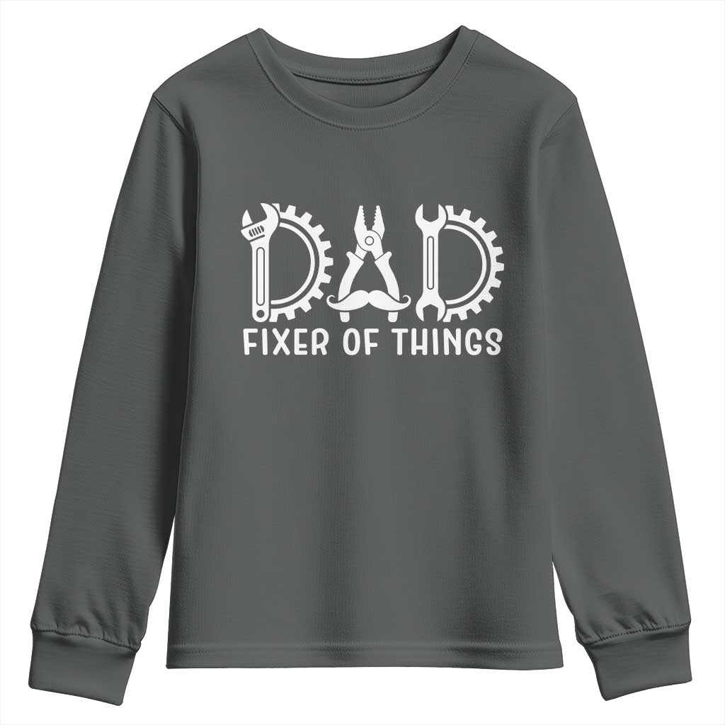 Dad Fixer Of Everything Garage Life Youth Sweatshirt Auto Mechanic Fathers Day Gift