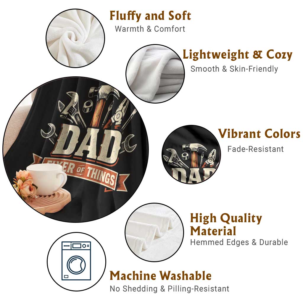 Mechanic Dad Fixer Of All Things Throw Blanket Funny Auto Repair Fathers Day