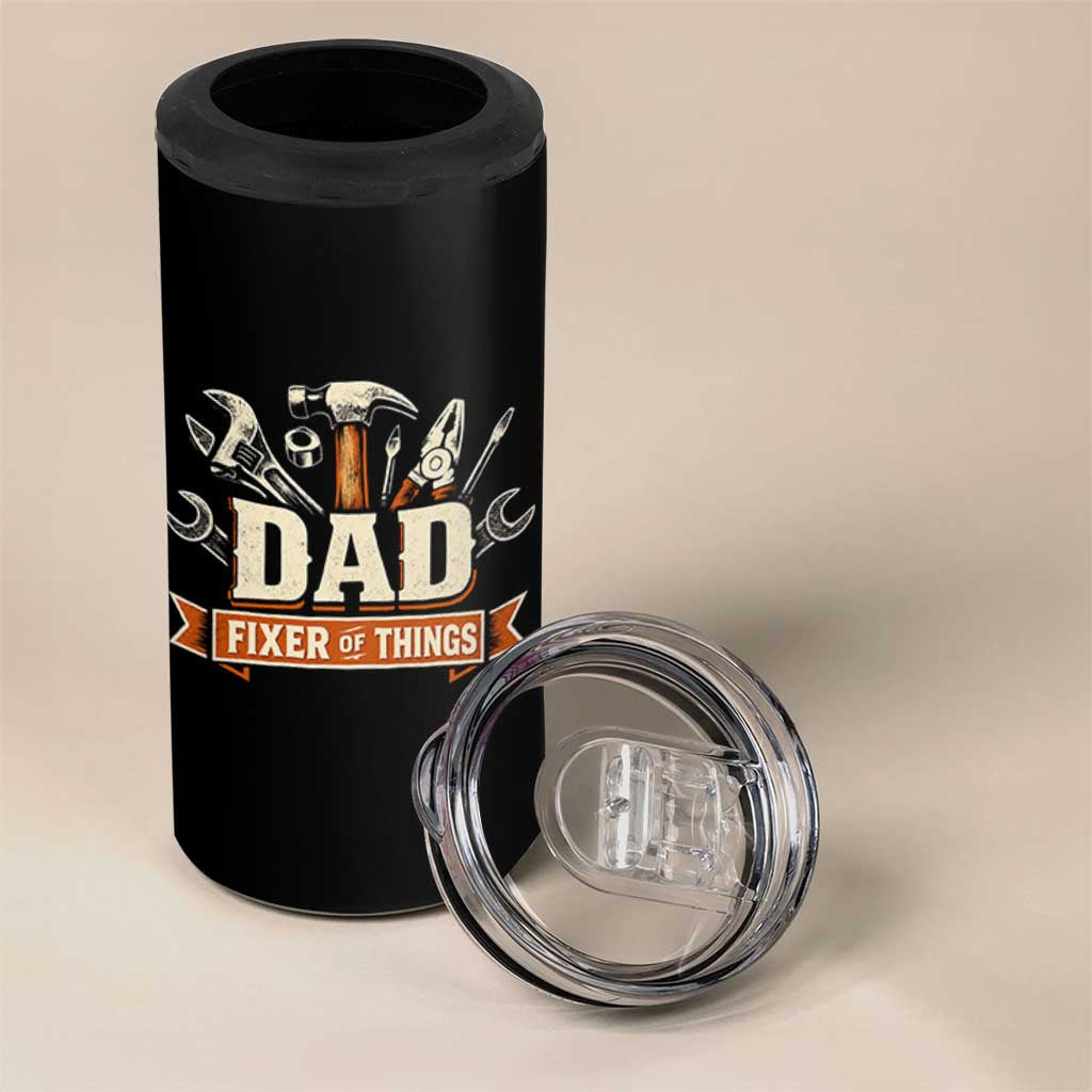 Mechanic Dad Fixer Of All Things 4 in 1 Can Cooler Tumbler Funny Auto Repair Fathers Day
