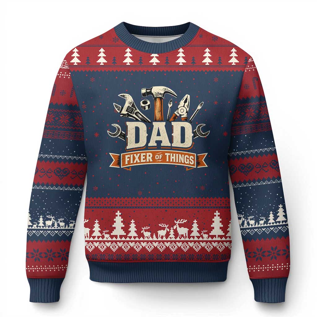 Mechanic Dad Fixer Of All Things Ugly Christmas Sweater Funny Auto Repair Fathers Day