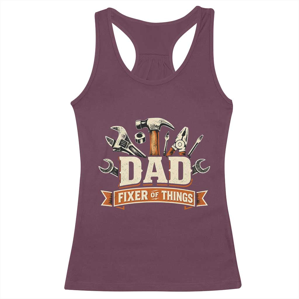 Mechanic Dad Fixer Of All Things Racerback Tank Top Funny Auto Repair Fathers Day