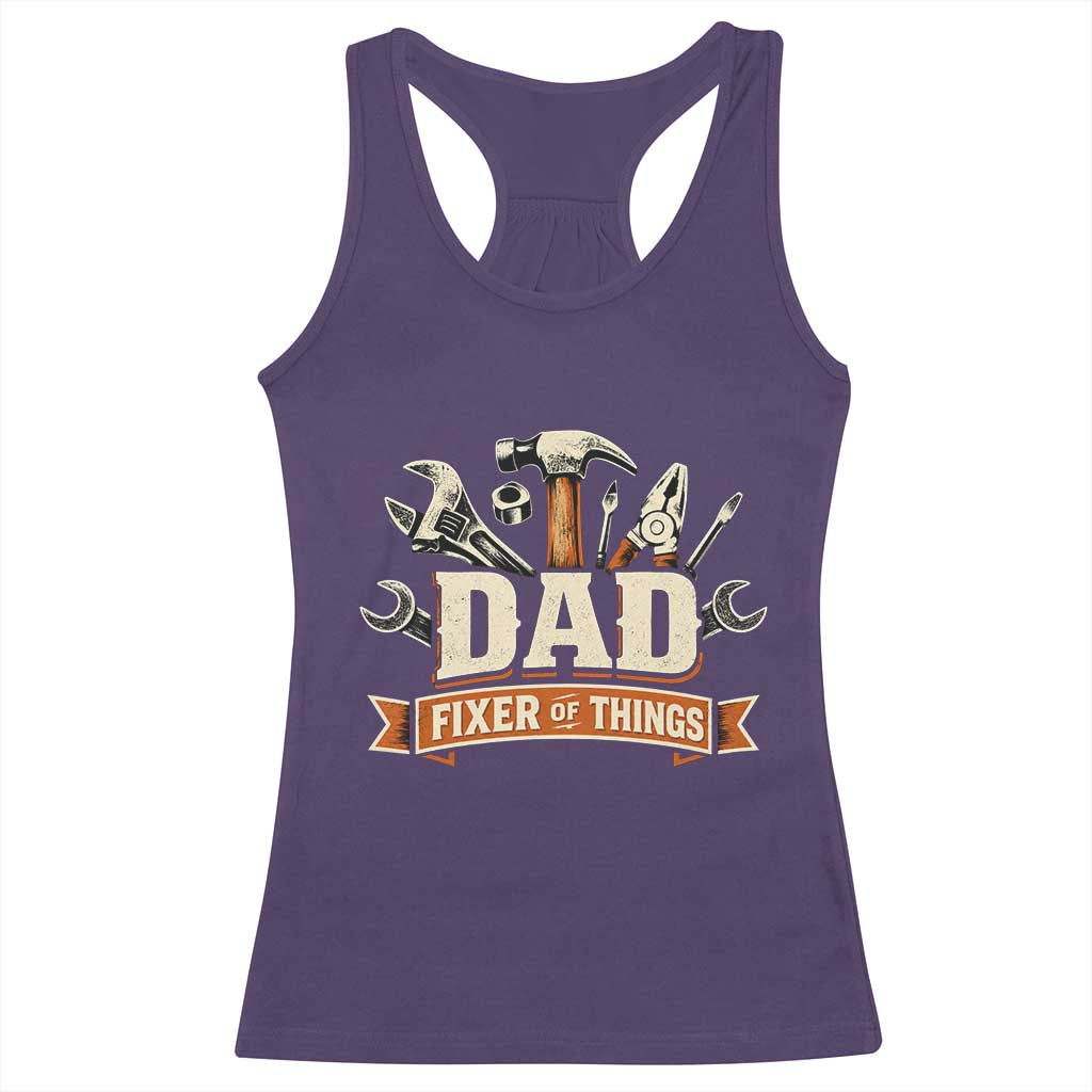 Mechanic Dad Fixer Of All Things Racerback Tank Top Funny Auto Repair Fathers Day