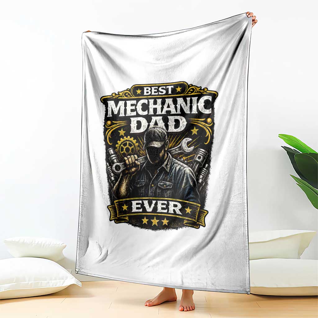 Best Mechanic Dad Ever Throw Blanket Auto Repair Fathers Day Graphic