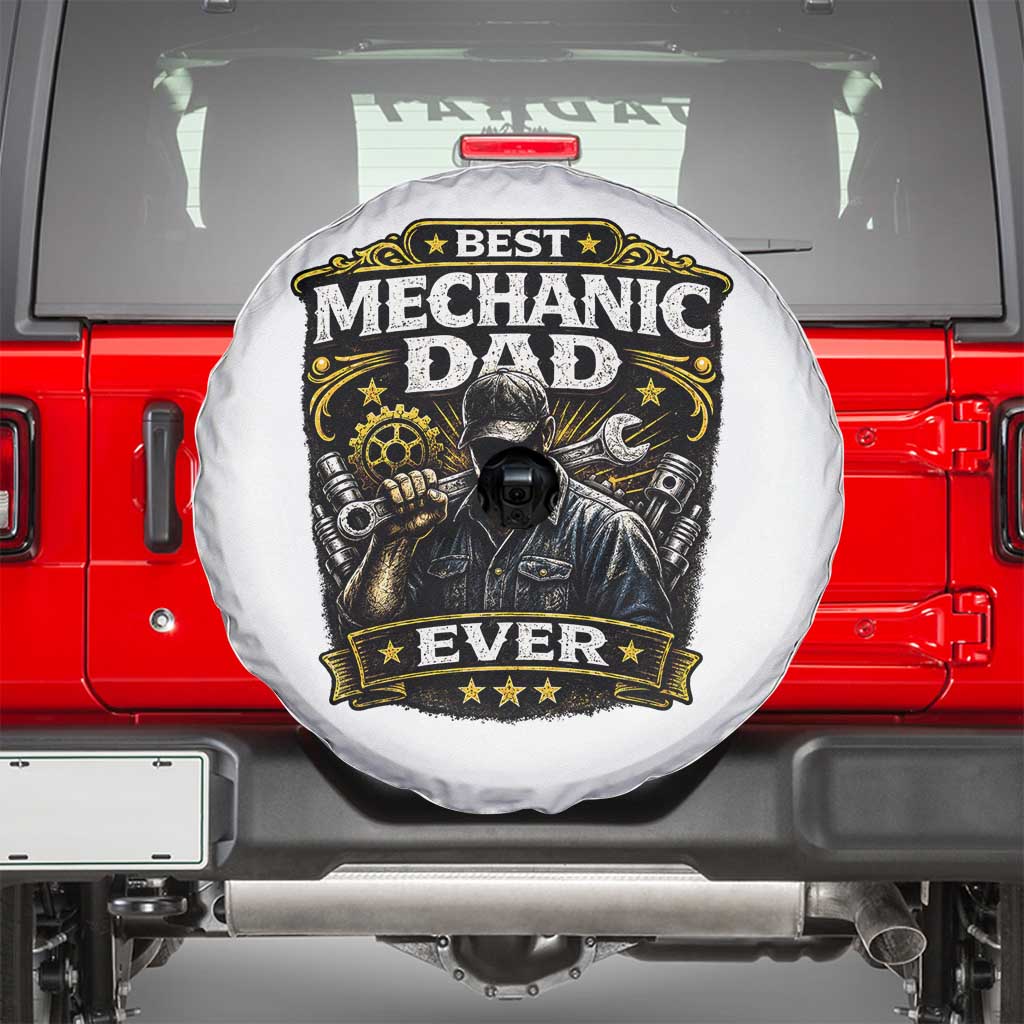 Best Mechanic Dad Ever Spare Tire Cover Auto Repair Fathers Day Graphic