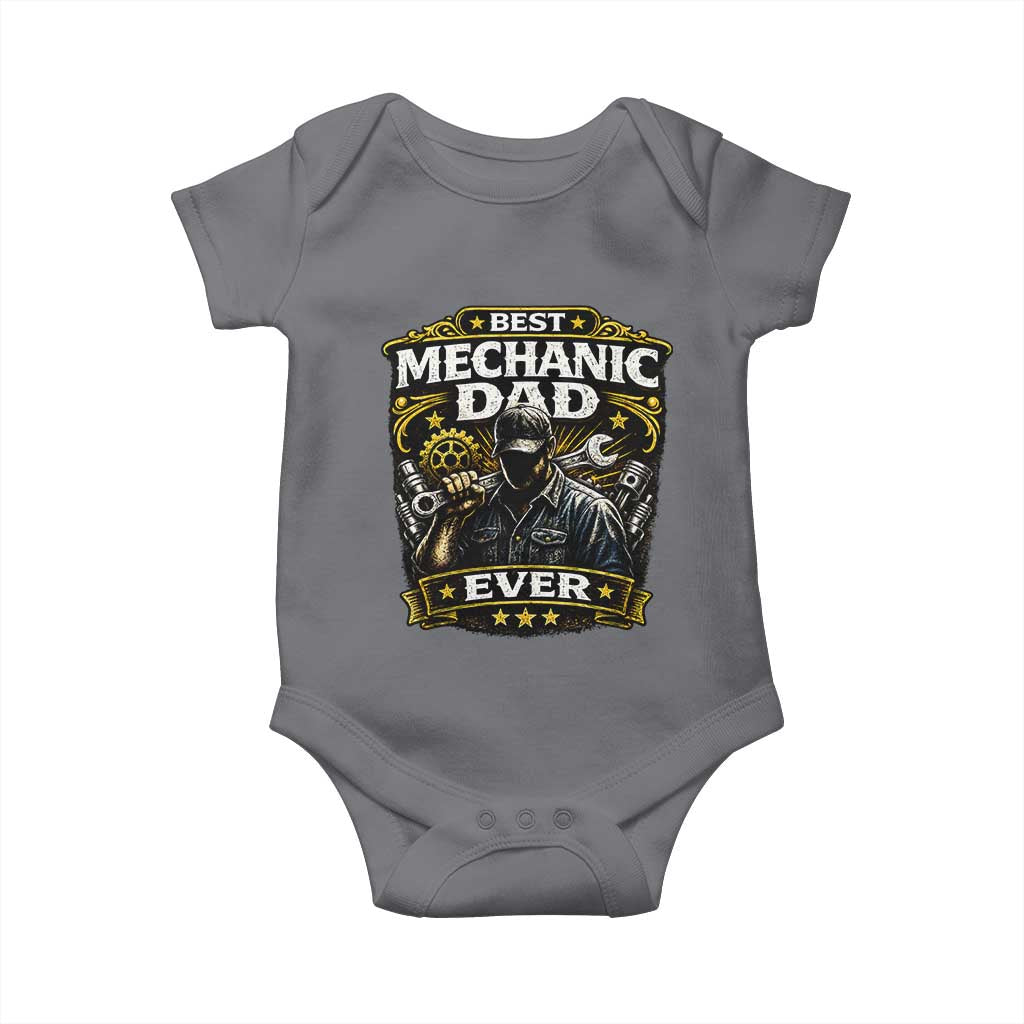 Best Mechanic Dad Ever Baby Onesie Auto Repair Fathers Day Graphic