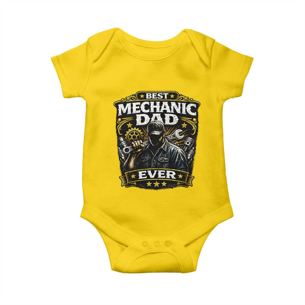Best Mechanic Dad Ever Baby Onesie Auto Repair Fathers Day Graphic