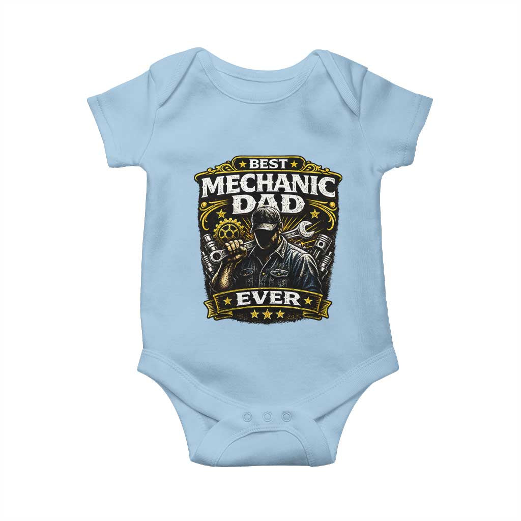 Best Mechanic Dad Ever Baby Onesie Auto Repair Fathers Day Graphic