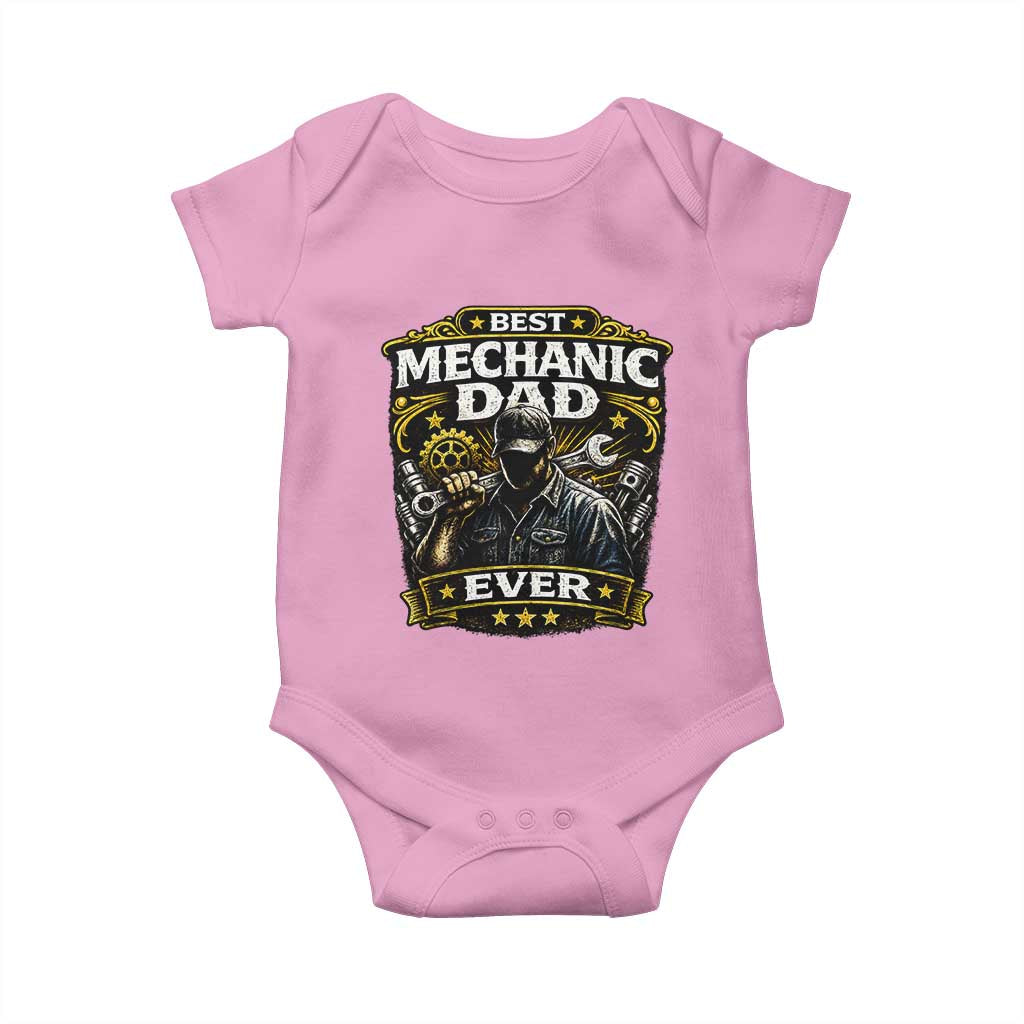 Best Mechanic Dad Ever Baby Onesie Auto Repair Fathers Day Graphic