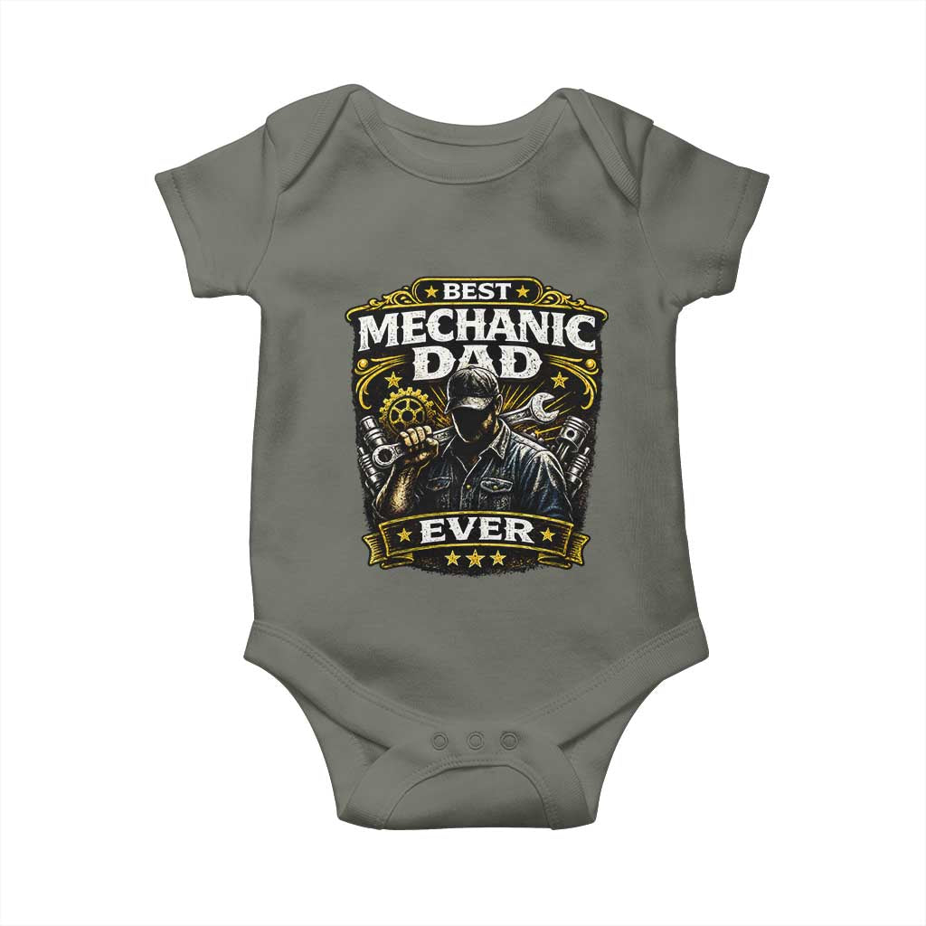 Best Mechanic Dad Ever Baby Onesie Auto Repair Fathers Day Graphic