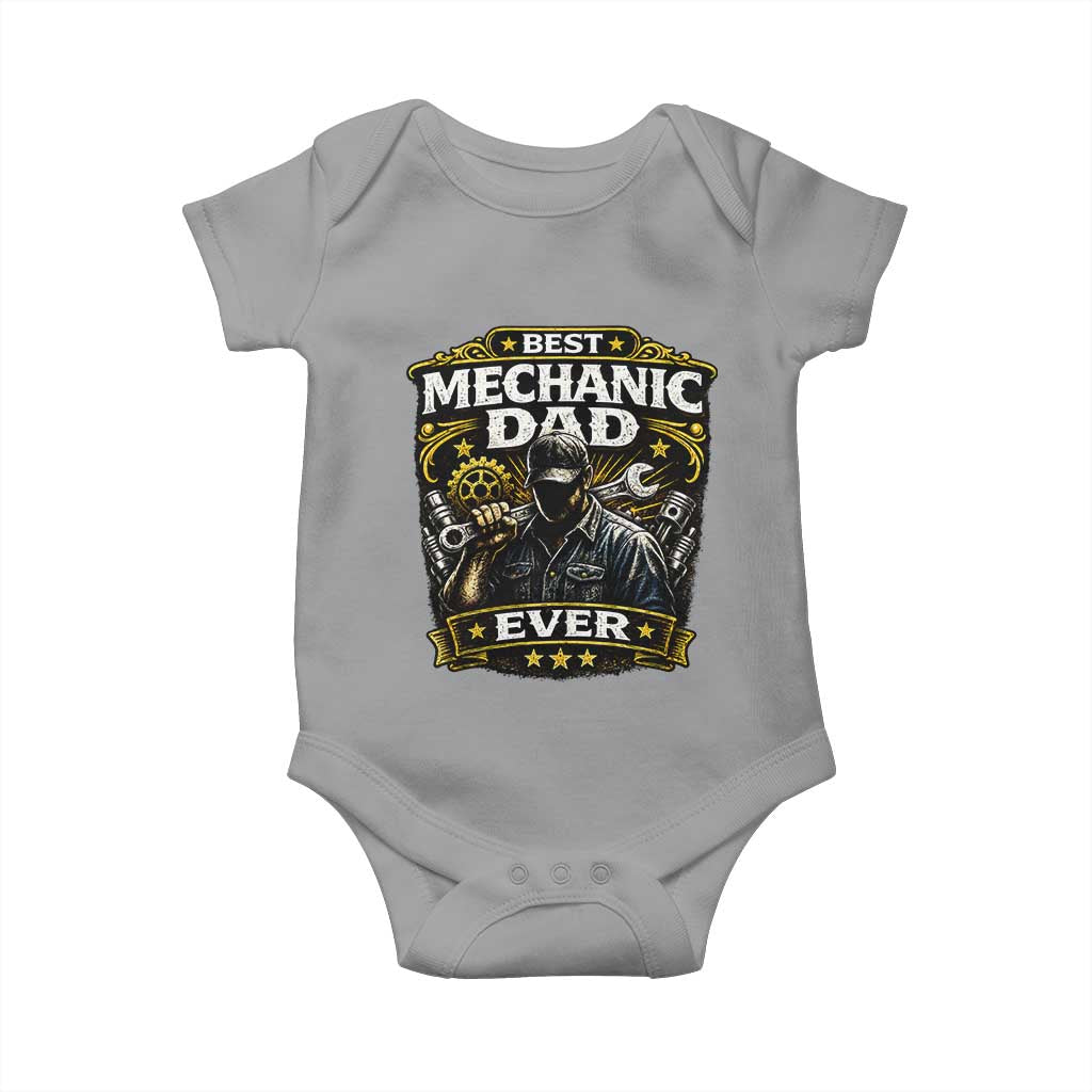 Best Mechanic Dad Ever Baby Onesie Auto Repair Fathers Day Graphic