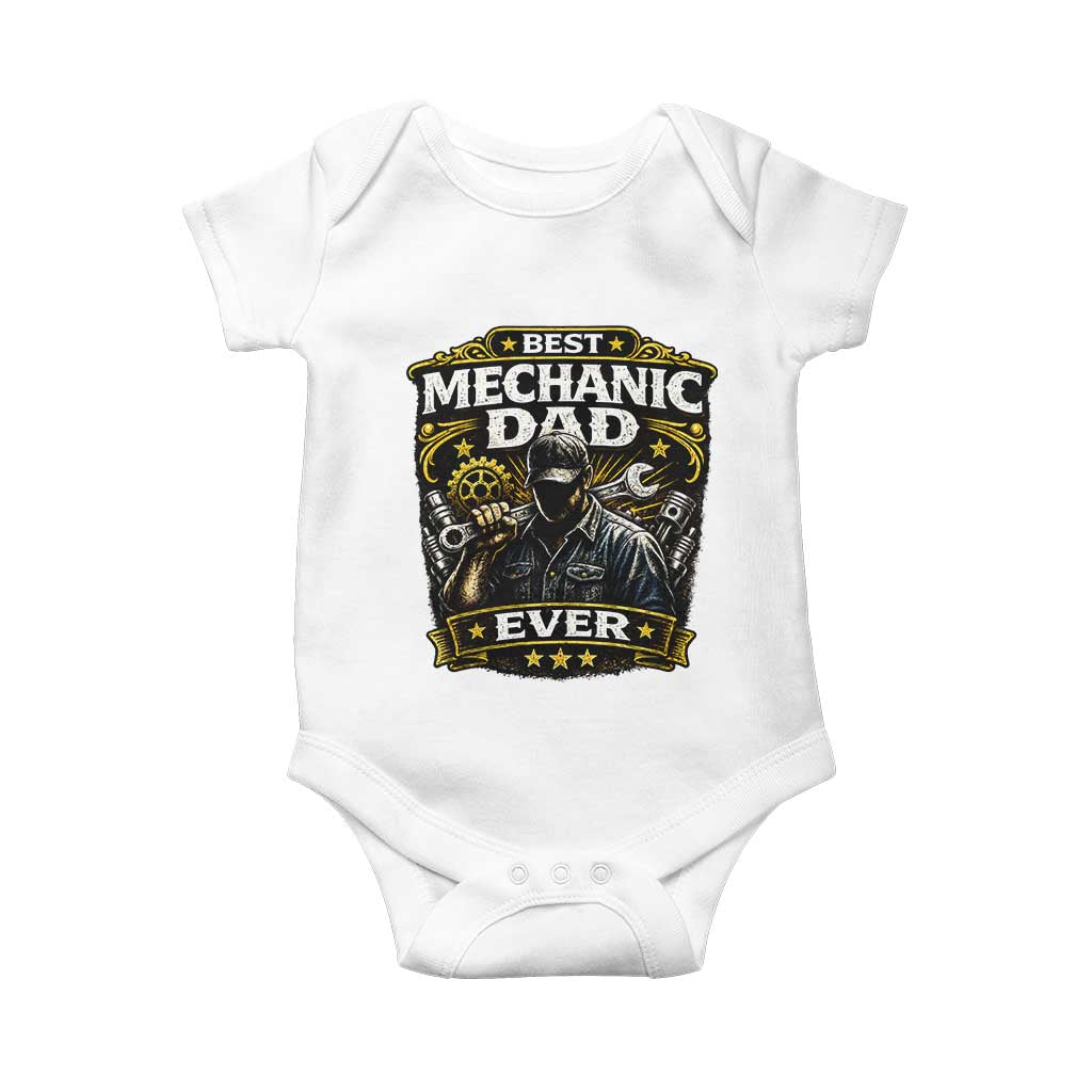 Best Mechanic Dad Ever Baby Onesie Auto Repair Fathers Day Graphic