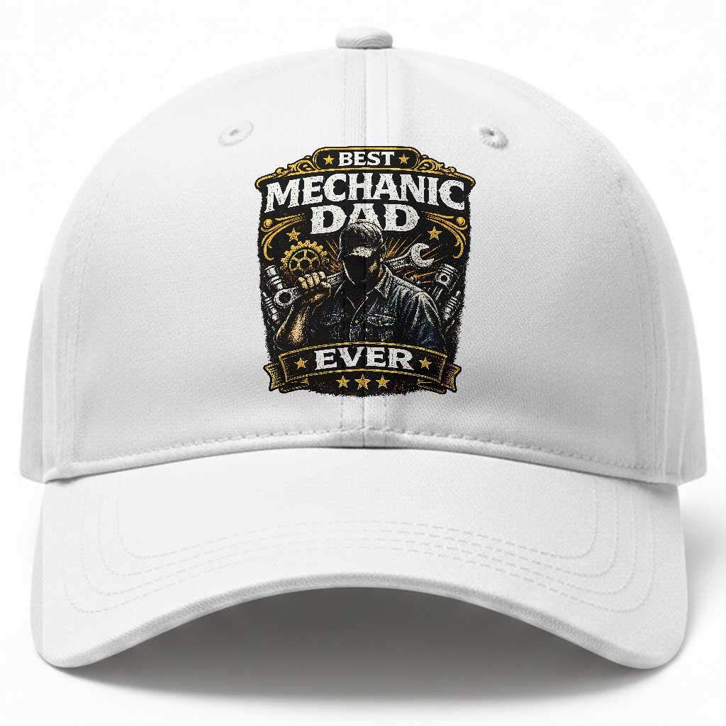 Best Mechanic Dad Ever Baseball Cap Auto Repair Fathers Day Graphic