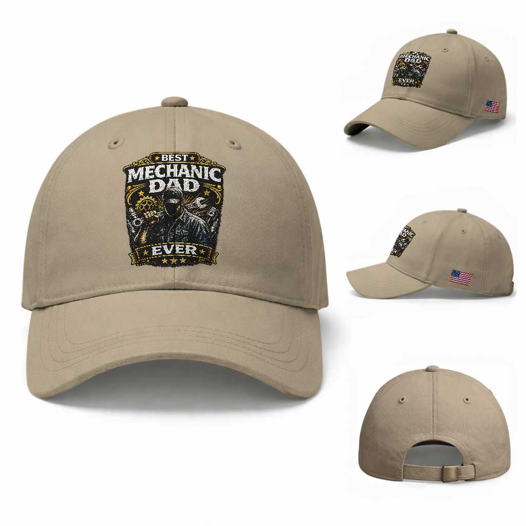 Best Mechanic Dad Ever Baseball Cap Auto Repair Fathers Day Graphic