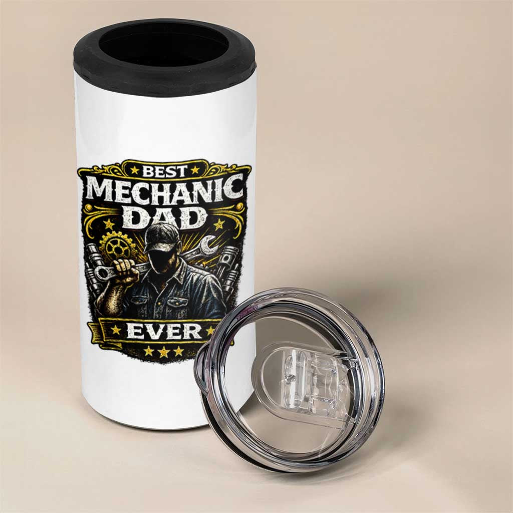 Best Mechanic Dad Ever 4 in 1 Can Cooler Tumbler Auto Repair Fathers Day Graphic