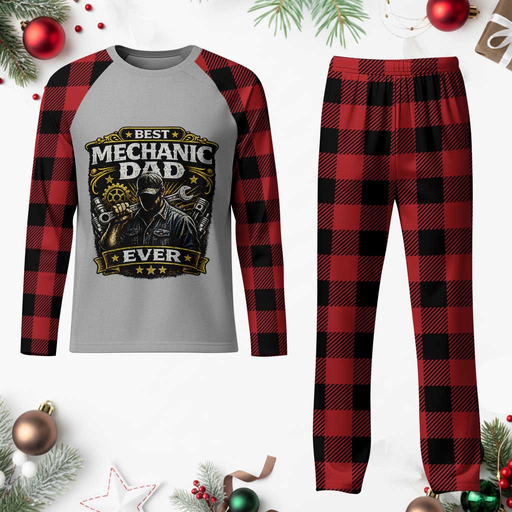Best Mechanic Dad Ever Plaid Pajama Set Auto Repair Fathers Day Graphic