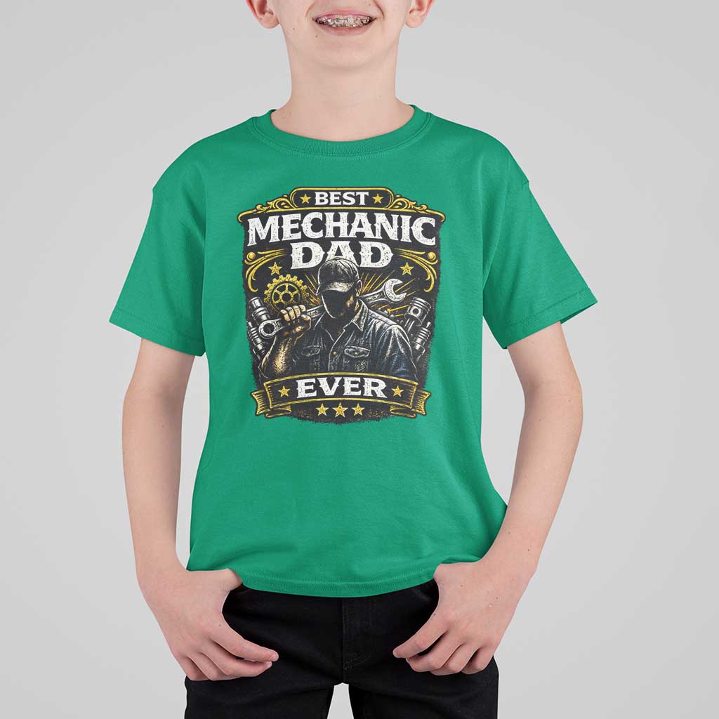 Best Mechanic Dad Ever T Shirt For Kid Auto Repair Fathers Day Graphic