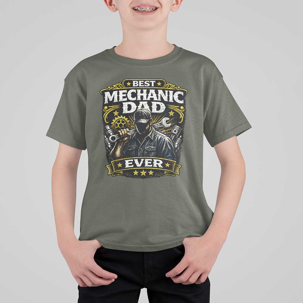 Best Mechanic Dad Ever T Shirt For Kid Auto Repair Fathers Day Graphic