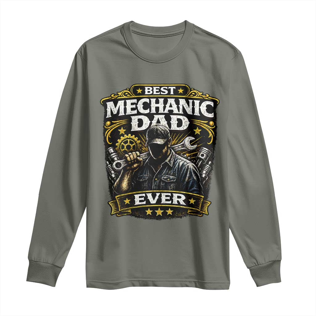 Best Mechanic Dad Ever Long Sleeve Shirt Auto Repair Fathers Day Graphic