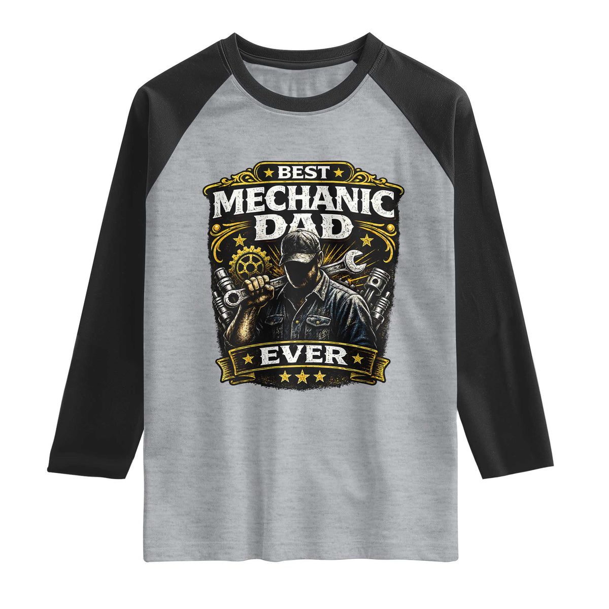 Best Mechanic Dad Ever Raglan Shirt Auto Repair Fathers Day Graphic