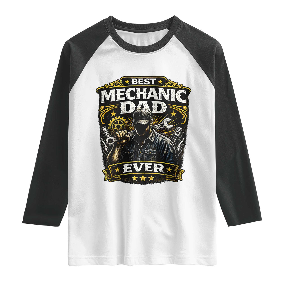 Best Mechanic Dad Ever Raglan Shirt Auto Repair Fathers Day Graphic