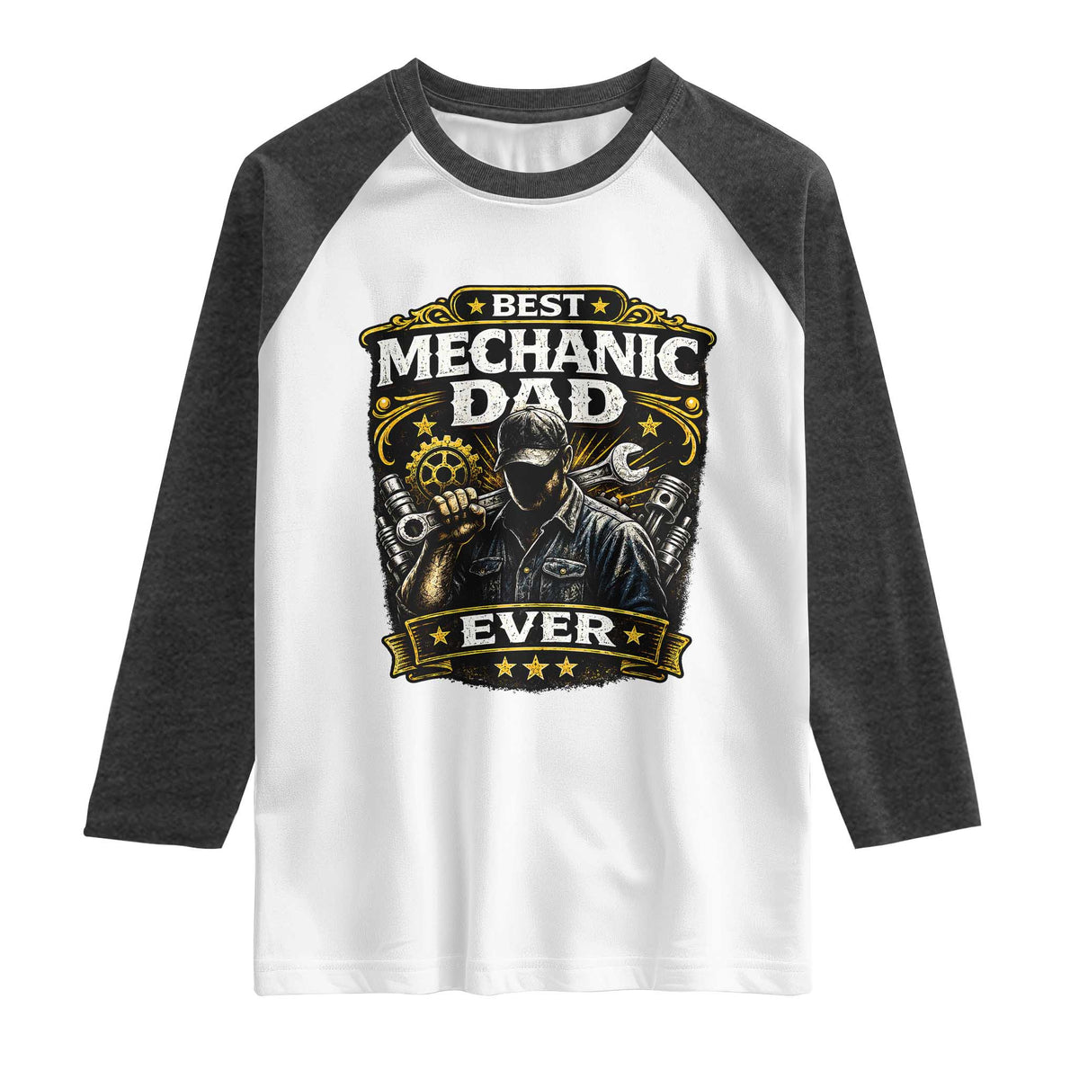 Best Mechanic Dad Ever Raglan Shirt Auto Repair Fathers Day Graphic