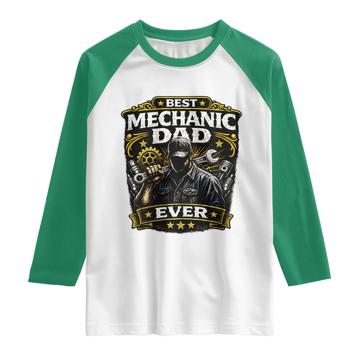 Best Mechanic Dad Ever Raglan Shirt Auto Repair Fathers Day Graphic