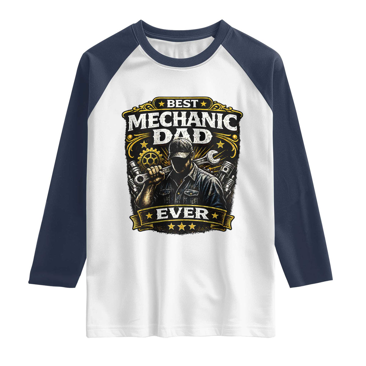 Best Mechanic Dad Ever Raglan Shirt Auto Repair Fathers Day Graphic