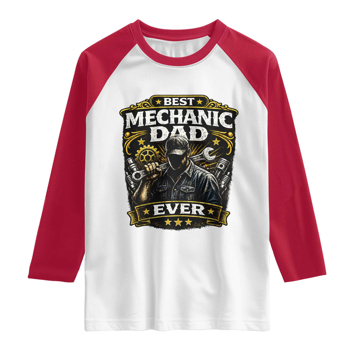 Best Mechanic Dad Ever Raglan Shirt Auto Repair Fathers Day Graphic