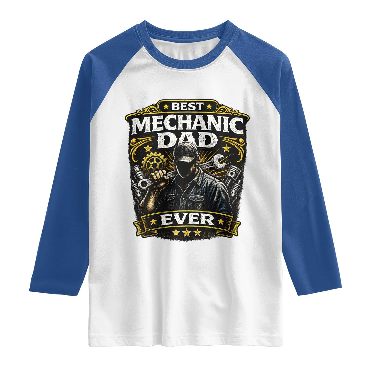 Best Mechanic Dad Ever Raglan Shirt Auto Repair Fathers Day Graphic