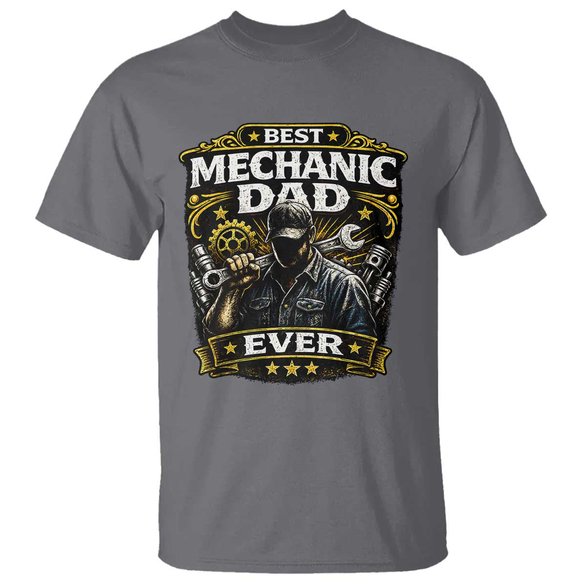 Best Mechanic Dad Ever T Shirt Auto Repair Fathers Day Graphic
