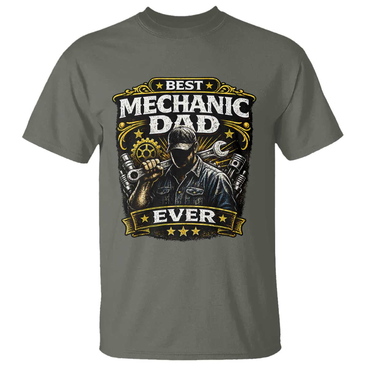 Best Mechanic Dad Ever T Shirt Auto Repair Fathers Day Graphic