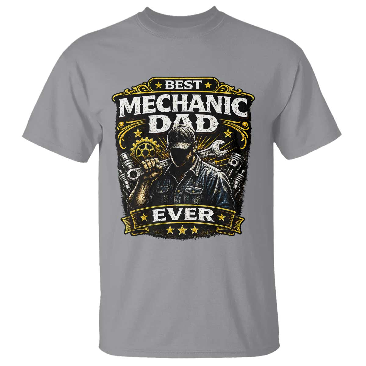 Best Mechanic Dad Ever T Shirt Auto Repair Fathers Day Graphic
