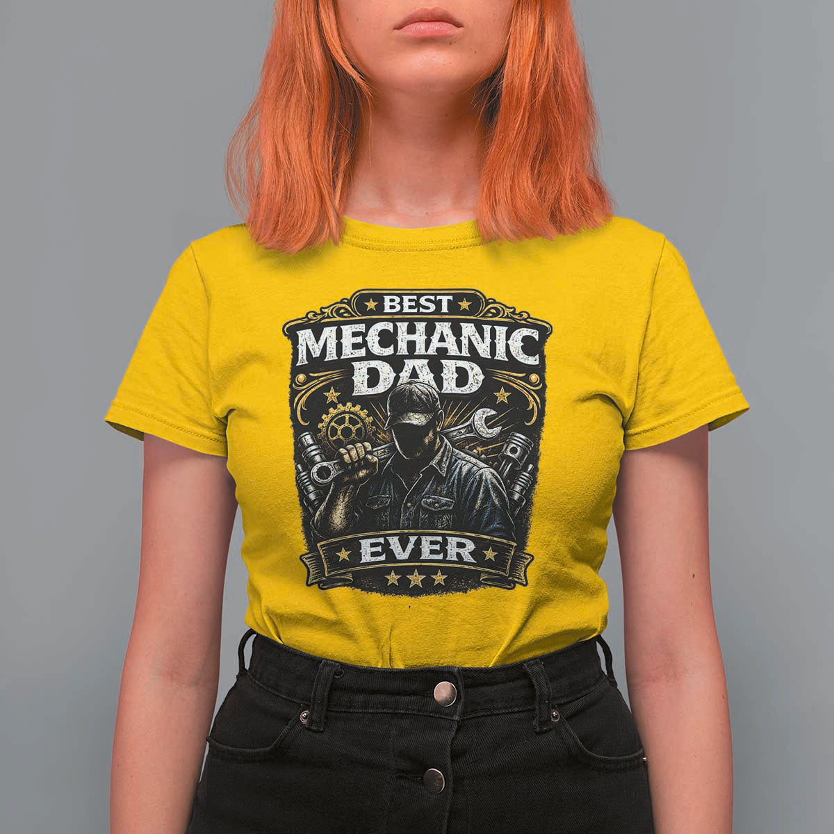Best Mechanic Dad Ever T Shirt For Women Auto Repair Fathers Day Graphic