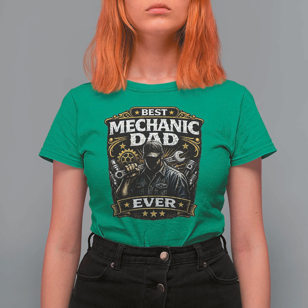Best Mechanic Dad Ever T Shirt For Women Auto Repair Fathers Day Graphic