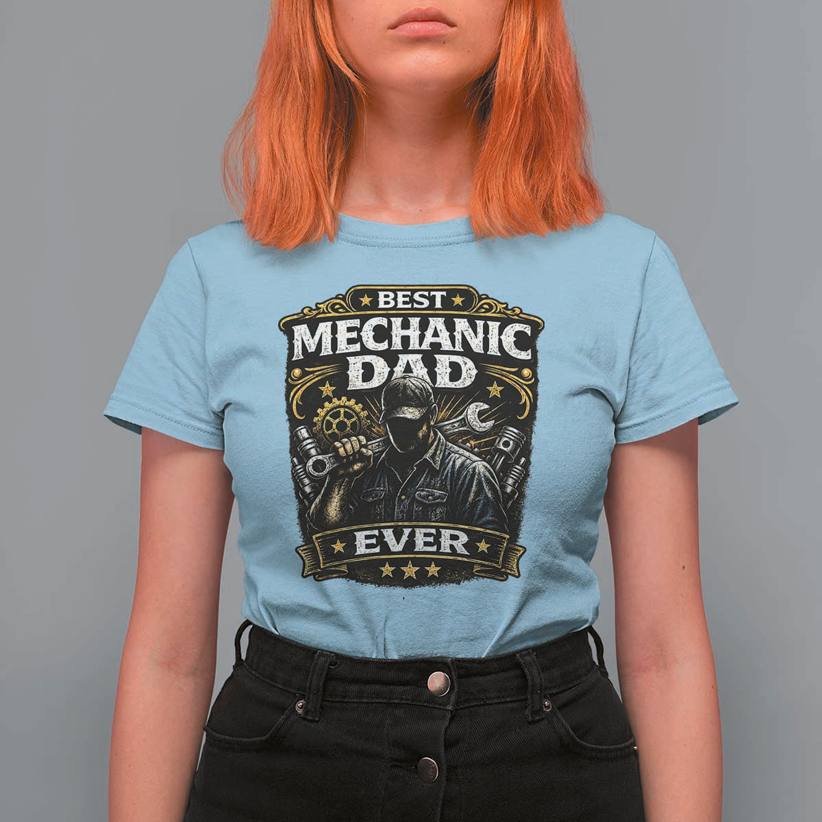 Best Mechanic Dad Ever T Shirt For Women Auto Repair Fathers Day Graphic