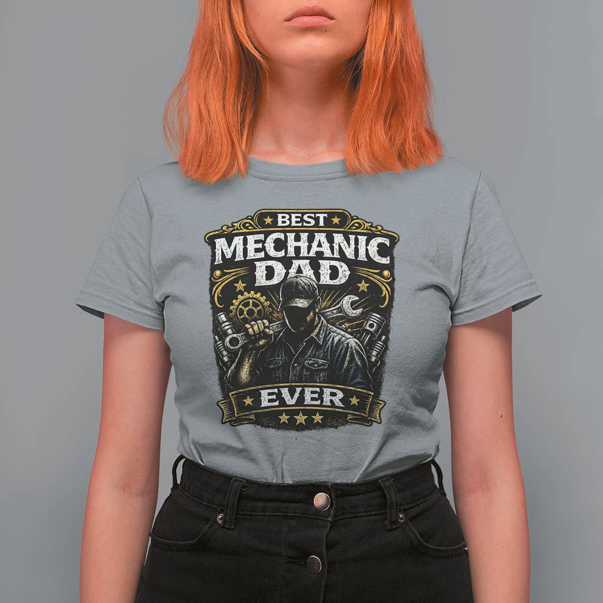 Best Mechanic Dad Ever T Shirt For Women Auto Repair Fathers Day Graphic
