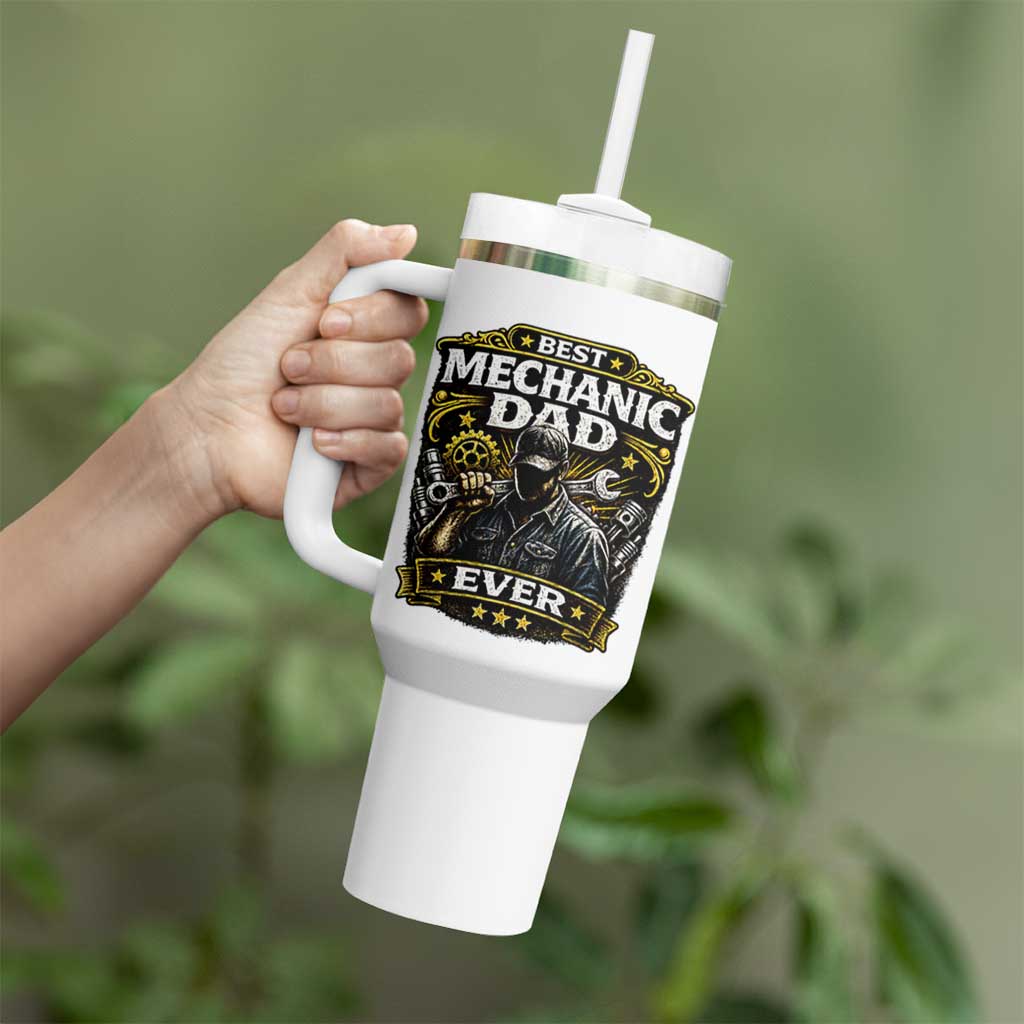 Best Mechanic Dad Ever Tumbler With Handle Auto Repair Fathers Day Graphic