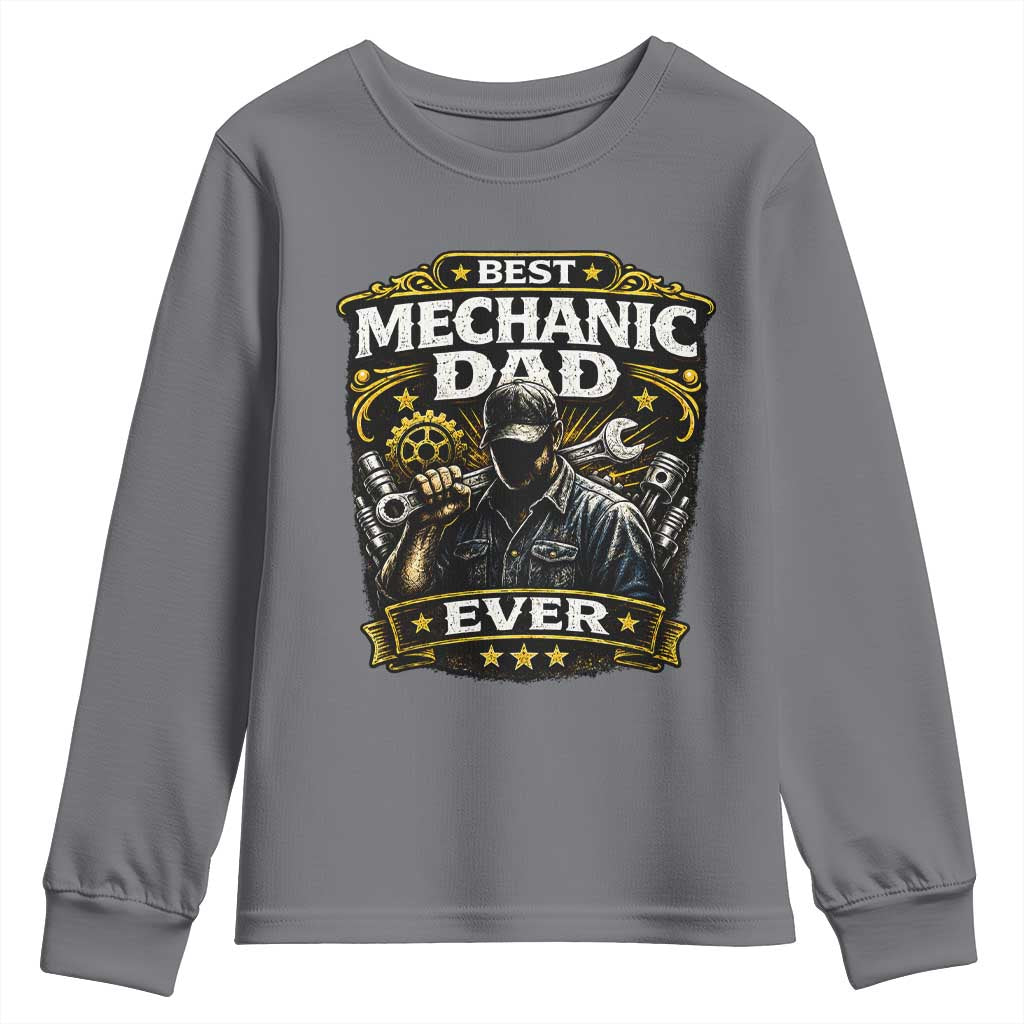 Best Mechanic Dad Ever Youth Sweatshirt Auto Repair Fathers Day Graphic