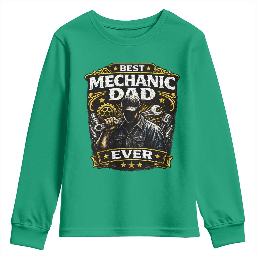 Best Mechanic Dad Ever Youth Sweatshirt Auto Repair Fathers Day Graphic