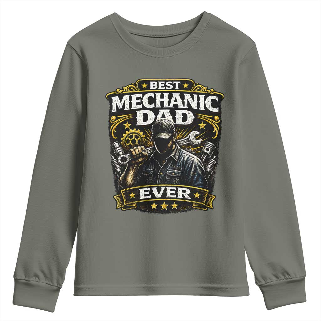 Best Mechanic Dad Ever Youth Sweatshirt Auto Repair Fathers Day Graphic