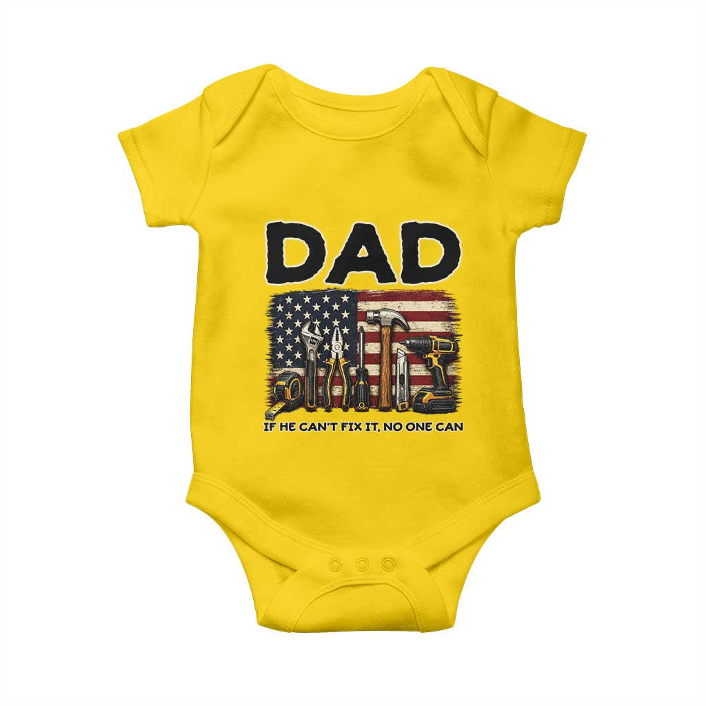 Mechanic Dad American Flag Baby Onesie If He Cant Fix It No One Can