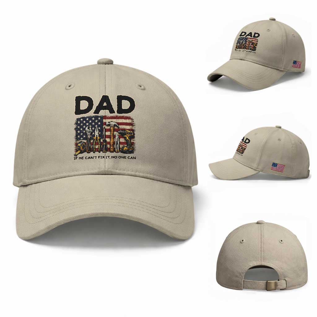 Mechanic Dad American Flag Baseball Cap If He Cant Fix It No One Can