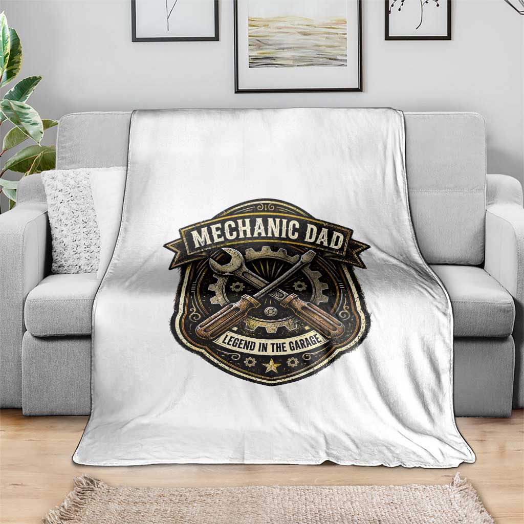 Mechanic Dad Legend In The Garage Throw Blanket Funny Auto Repair Fathers Day Gift