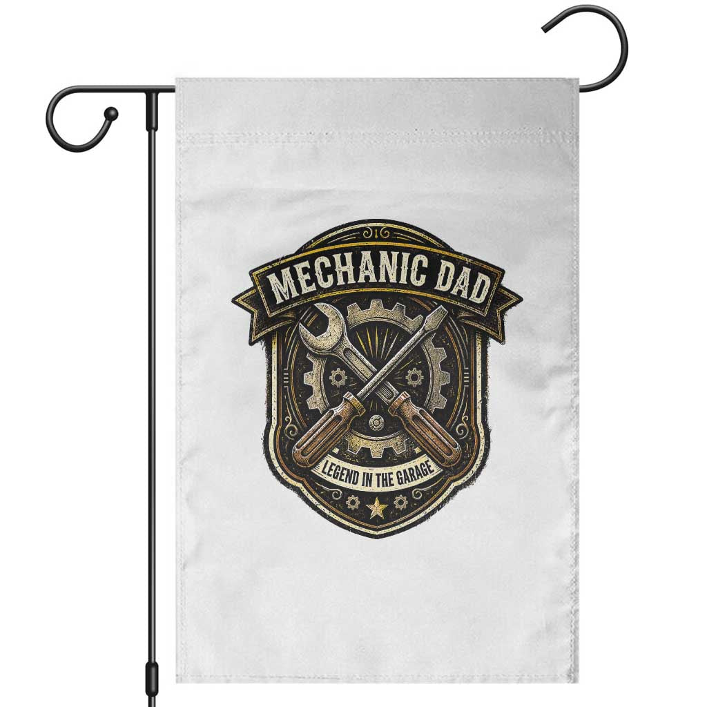 Mechanic Dad Legend In The Garage Garden Flag Funny Auto Repair Fathers Day Gift