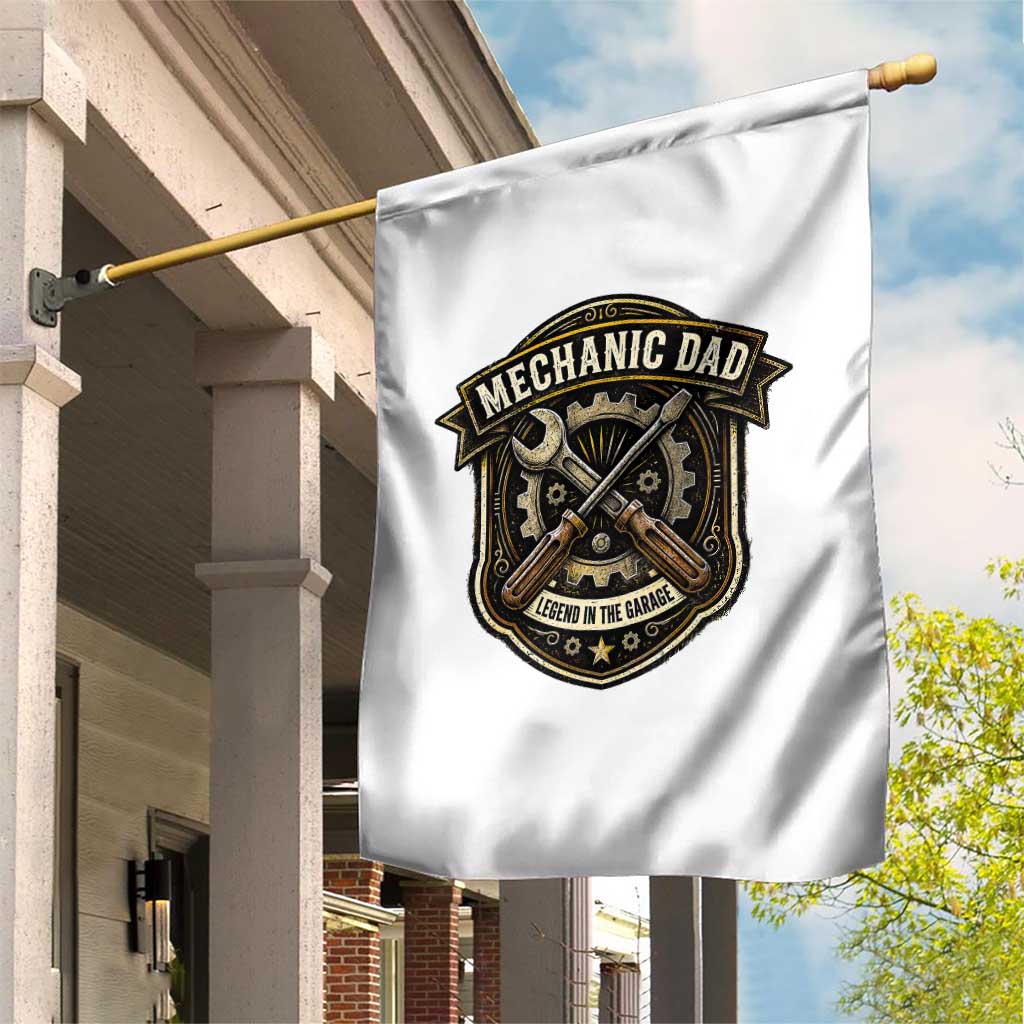 Mechanic Dad Legend In The Garage Garden Flag Funny Auto Repair Fathers Day Gift