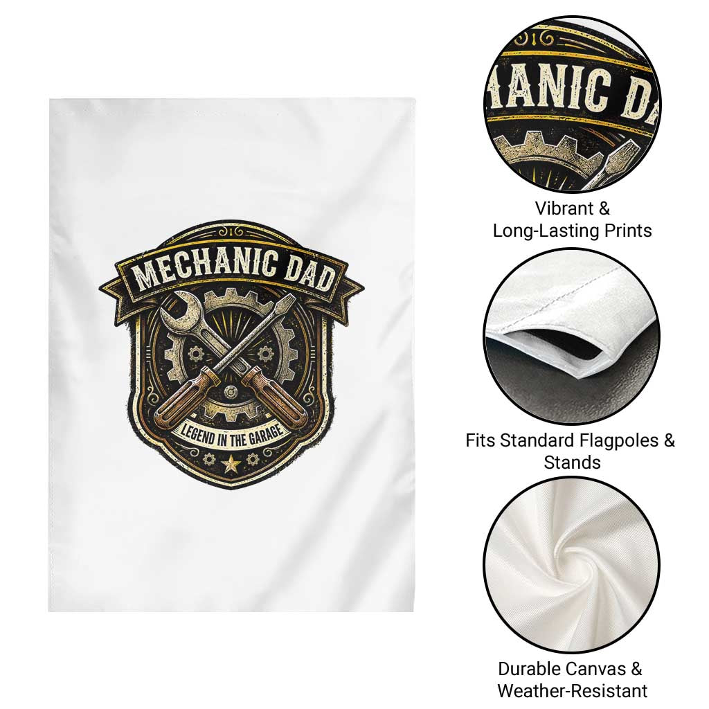 Mechanic Dad Legend In The Garage Garden Flag Funny Auto Repair Fathers Day Gift