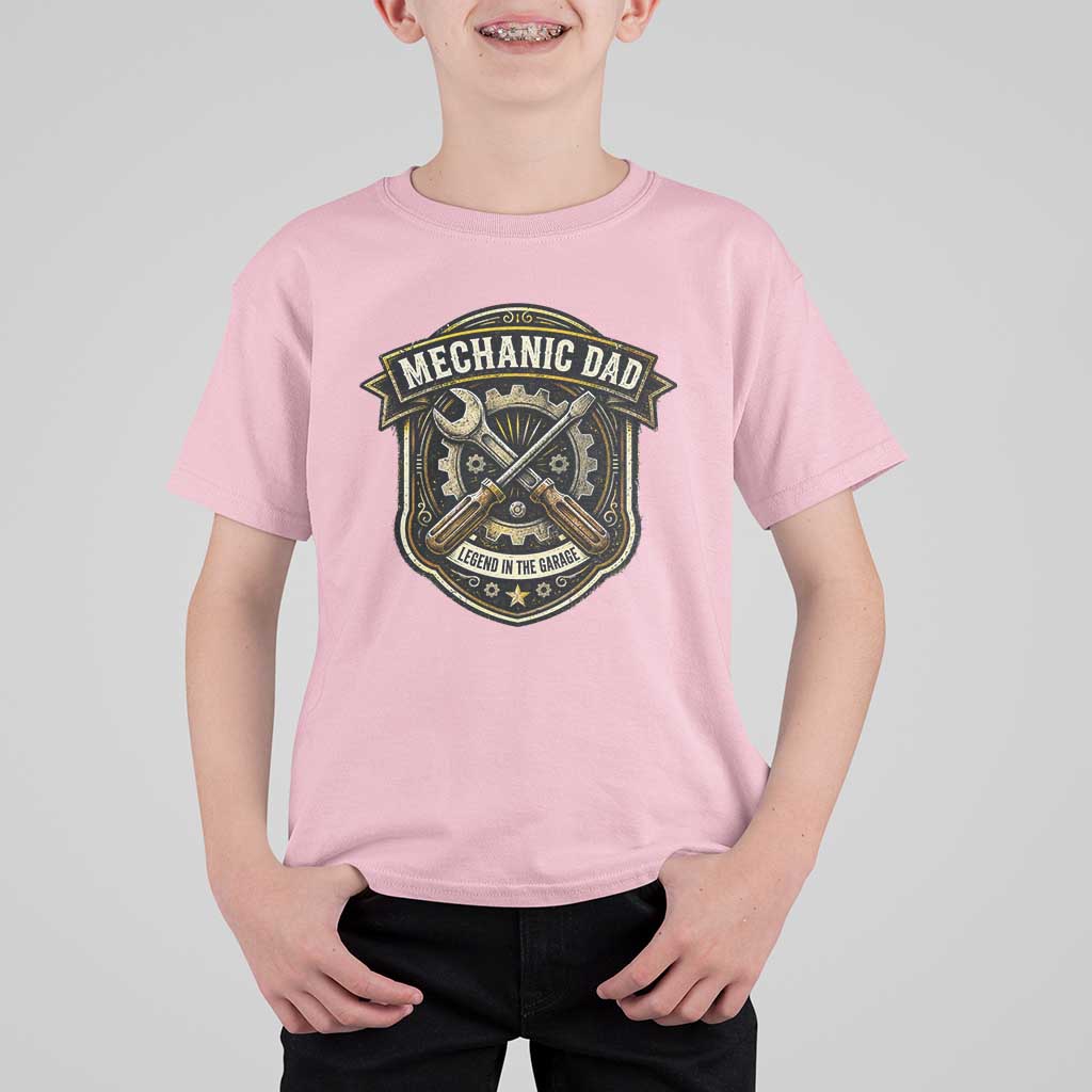 Mechanic Dad Legend In The Garage T Shirt For Kid Funny Auto Repair Fathers Day Gift