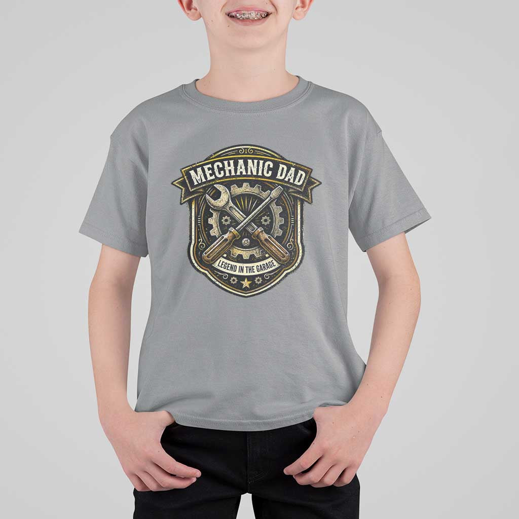 Mechanic Dad Legend In The Garage T Shirt For Kid Funny Auto Repair Fathers Day Gift
